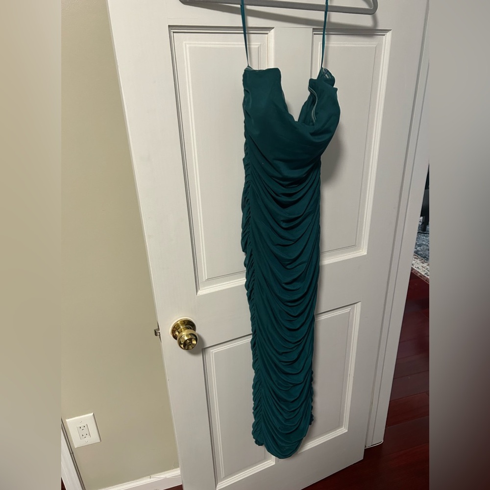 Mable Strapless Ruched Green Dress